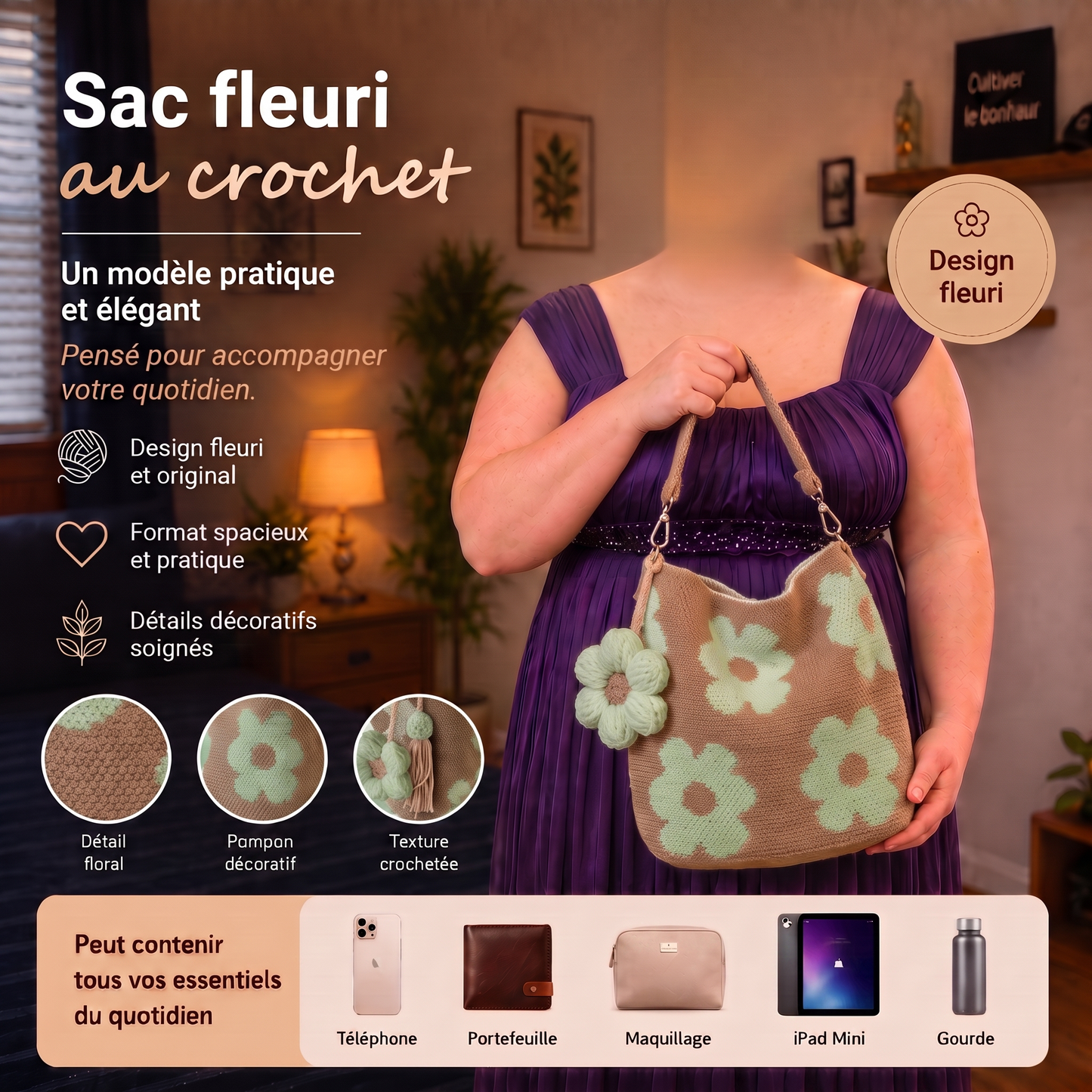 Sac avec fleurs