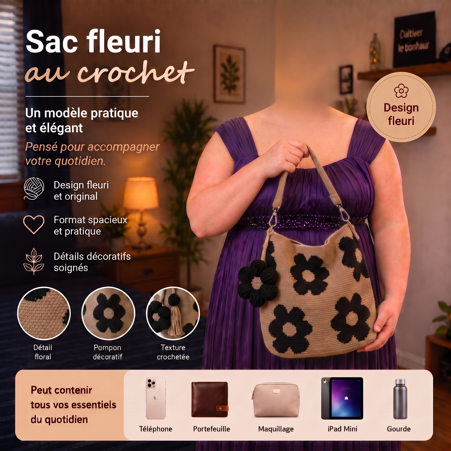 Sac avec fleurs